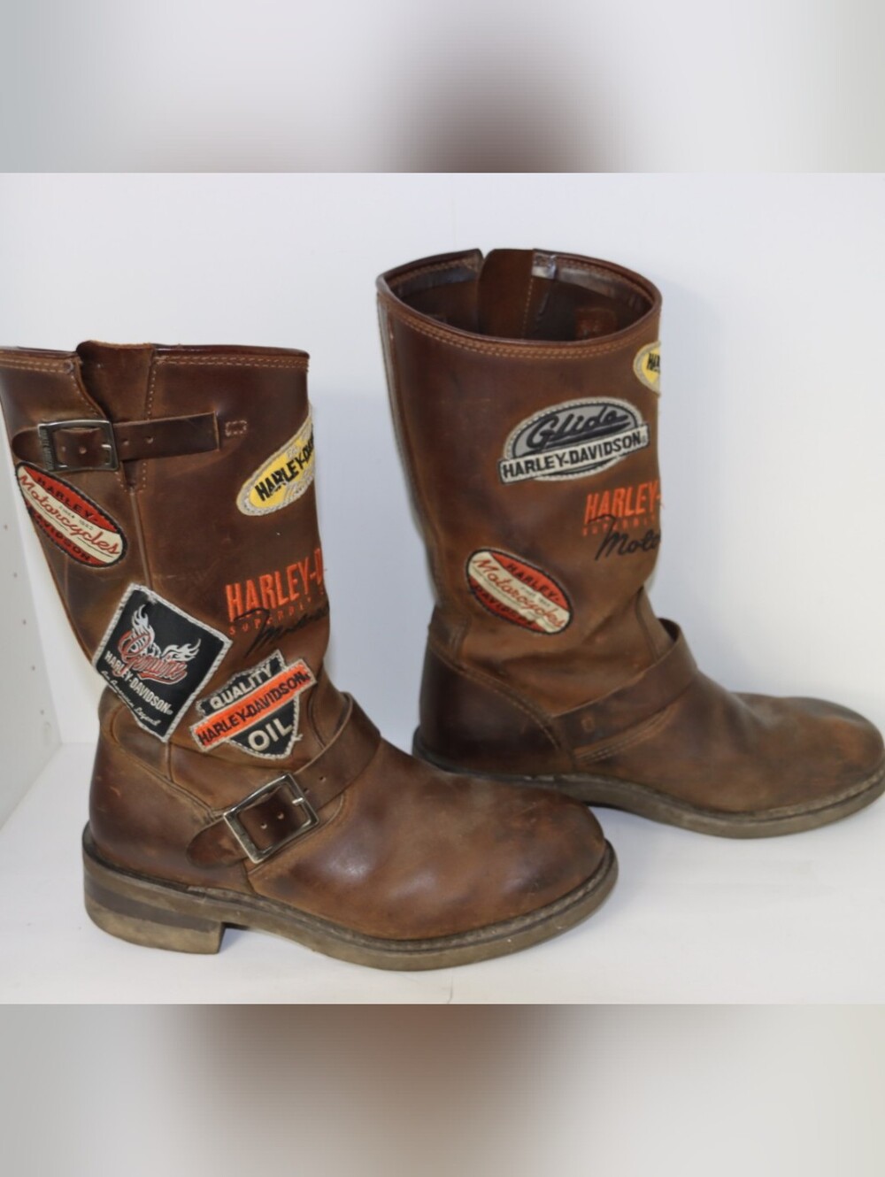 Harley-Davidson Men's Brown Leather Heritage Moto Boots Mens 8